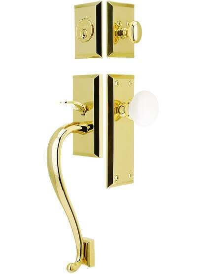 Fifth Avenue Entry Lock Set in PVD Finish with Hyde Park Knob and